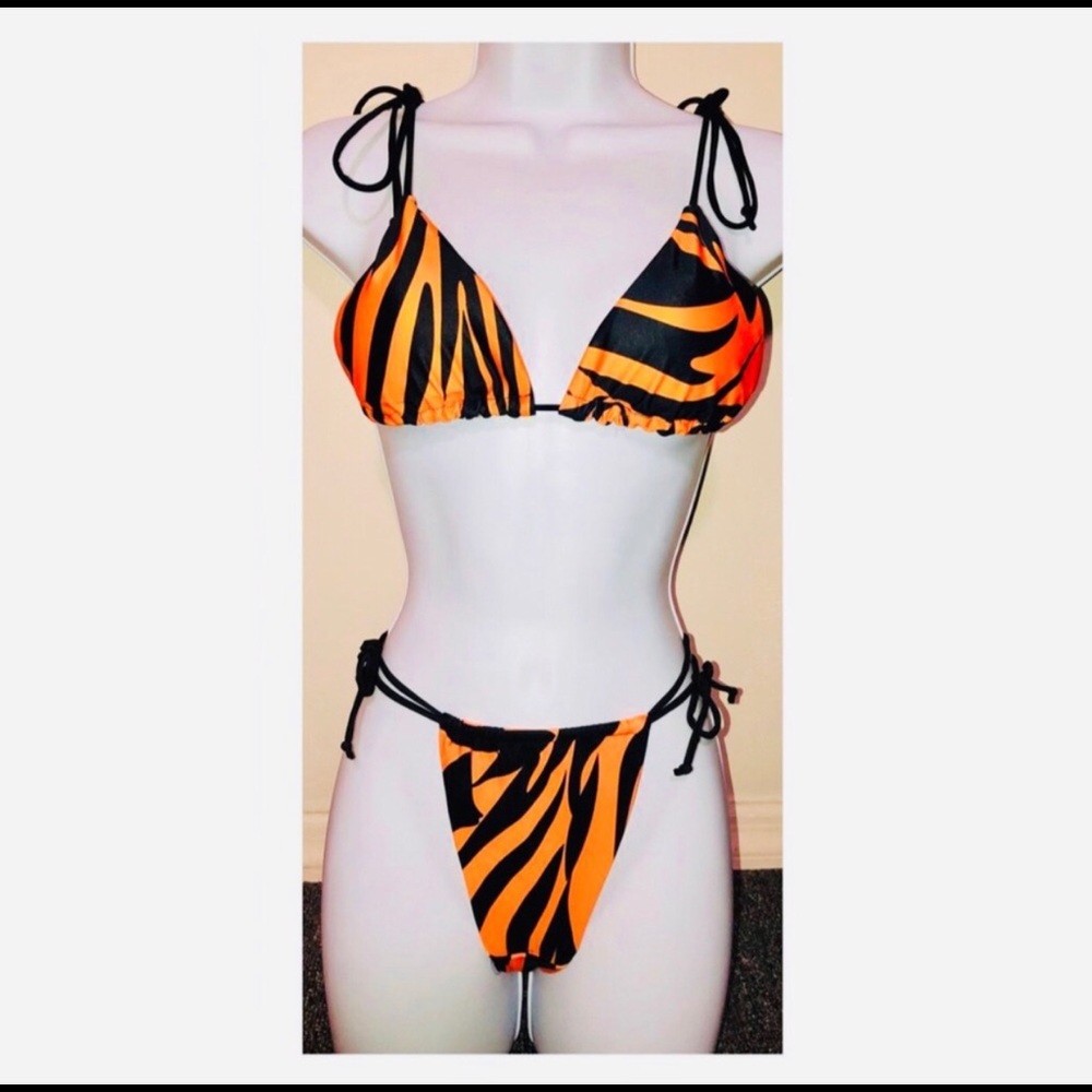 Neon Orange Tie Me Up Bikini